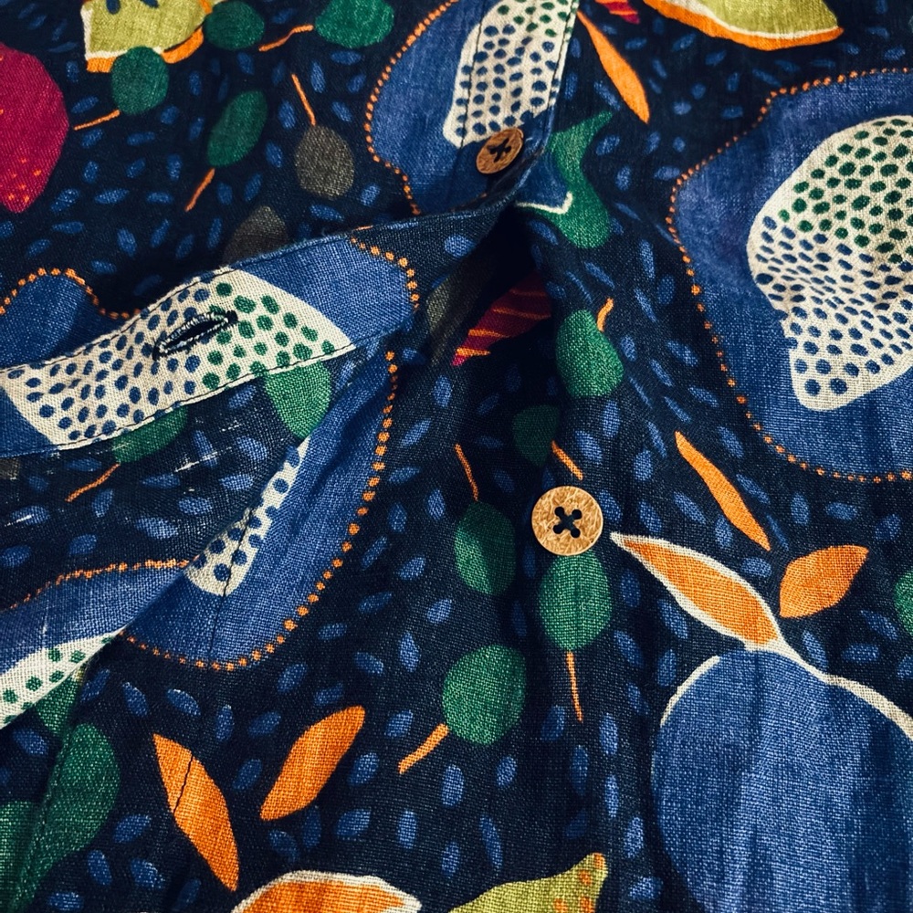 Gudrun Sjoden Large Linen Tropical Fruit dress - Swedish Designer MUMU like - Picture 3 of 6